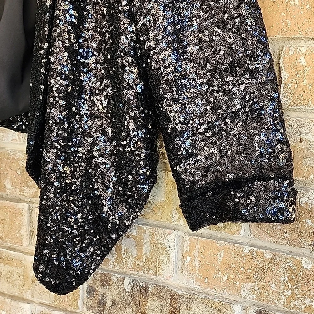 GB Black Moto Open Sequin Blazer